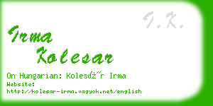 irma kolesar business card